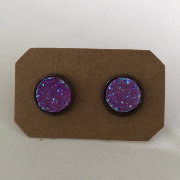 NEW Purple Druzies On cooper finish post - Picture 3 of 3